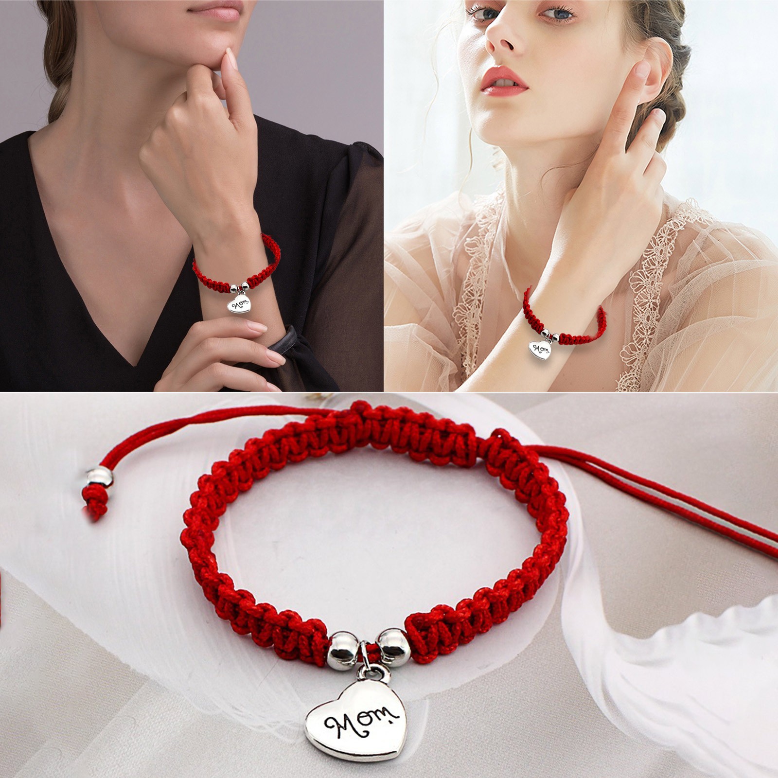 Bracelets in Jewelry Mother's Day Gift Simple Handwoven MOM Bracelet Red  Rope Bracelet Bracelets for Women 
